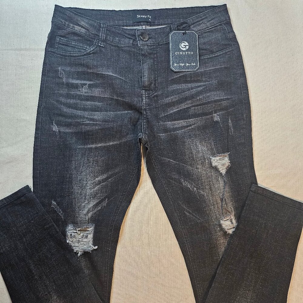 Gingtto Men's Skinny Fit Distressed Jeans -  Size 34